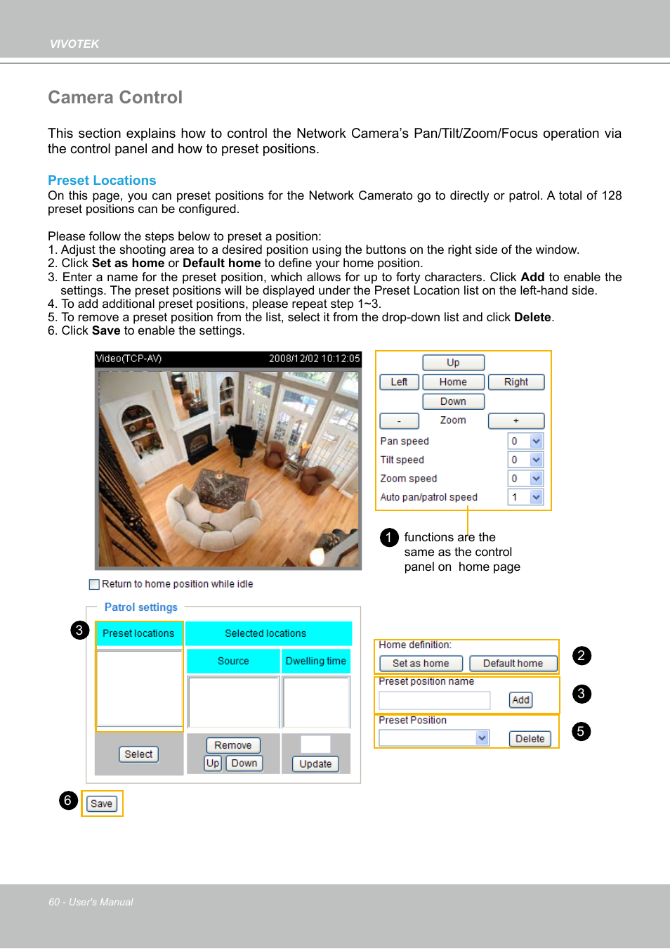 Camera control | Vivotek PZ7132 User Manual | Page 60 / 130