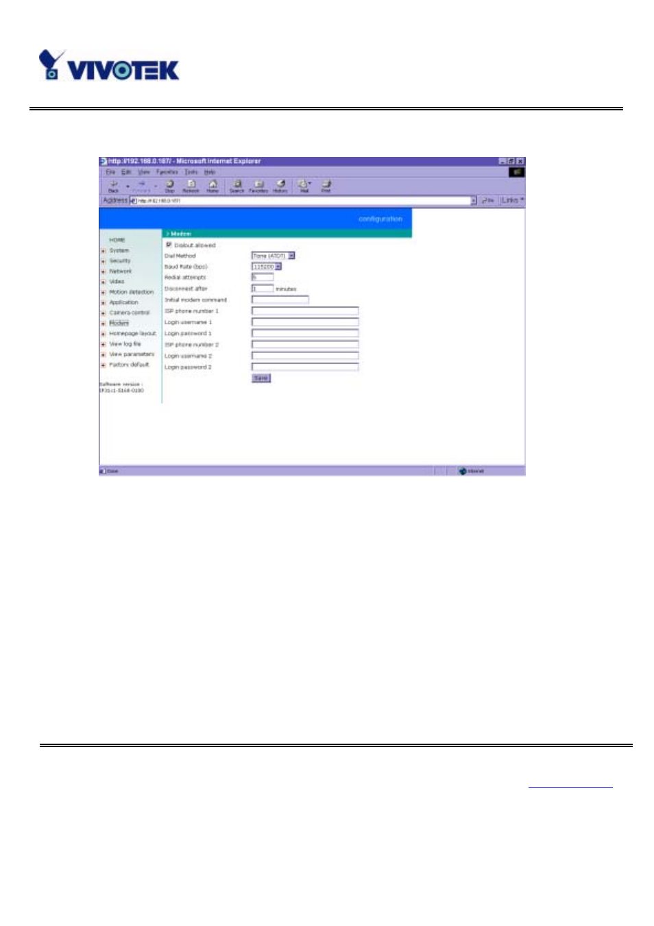 Modem and dialup settings | Vivotek IP3111/IP3121 User Manual | Page 56 / 90