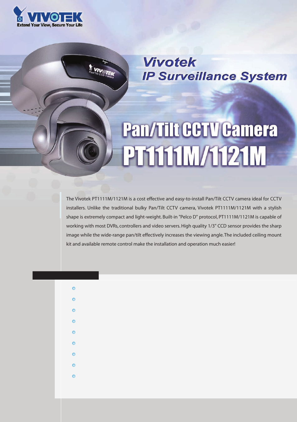 Vivotek PT1111 User Manual | 2 pages