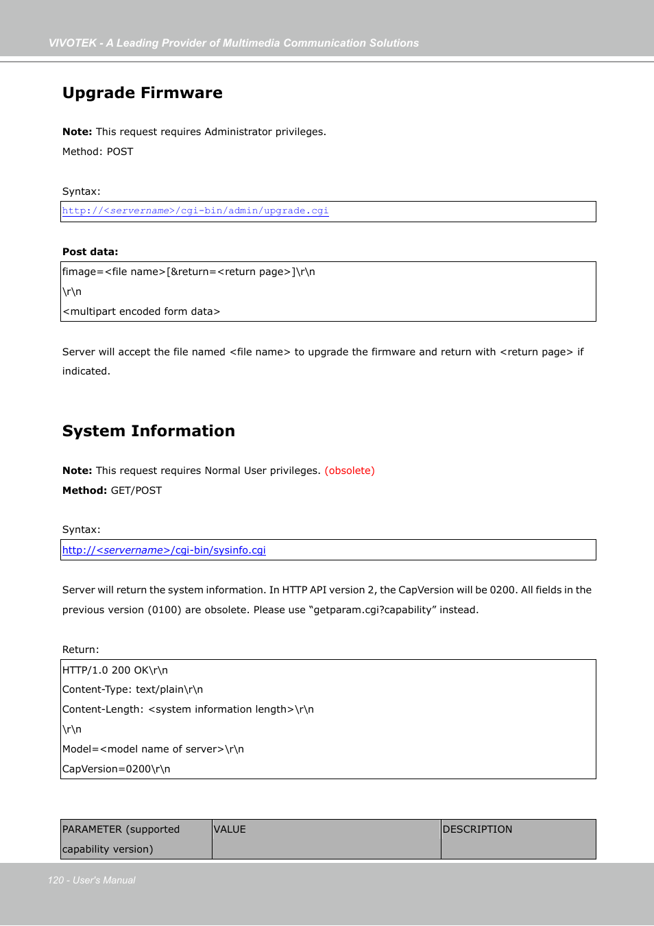 Upgrade firmware, System information | Vivotek IP7130 User Manual | Page 120 / 125