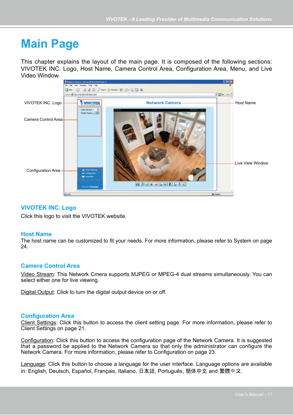 Main page | Vivotek IP7130 User Manual | Page 17 / 125