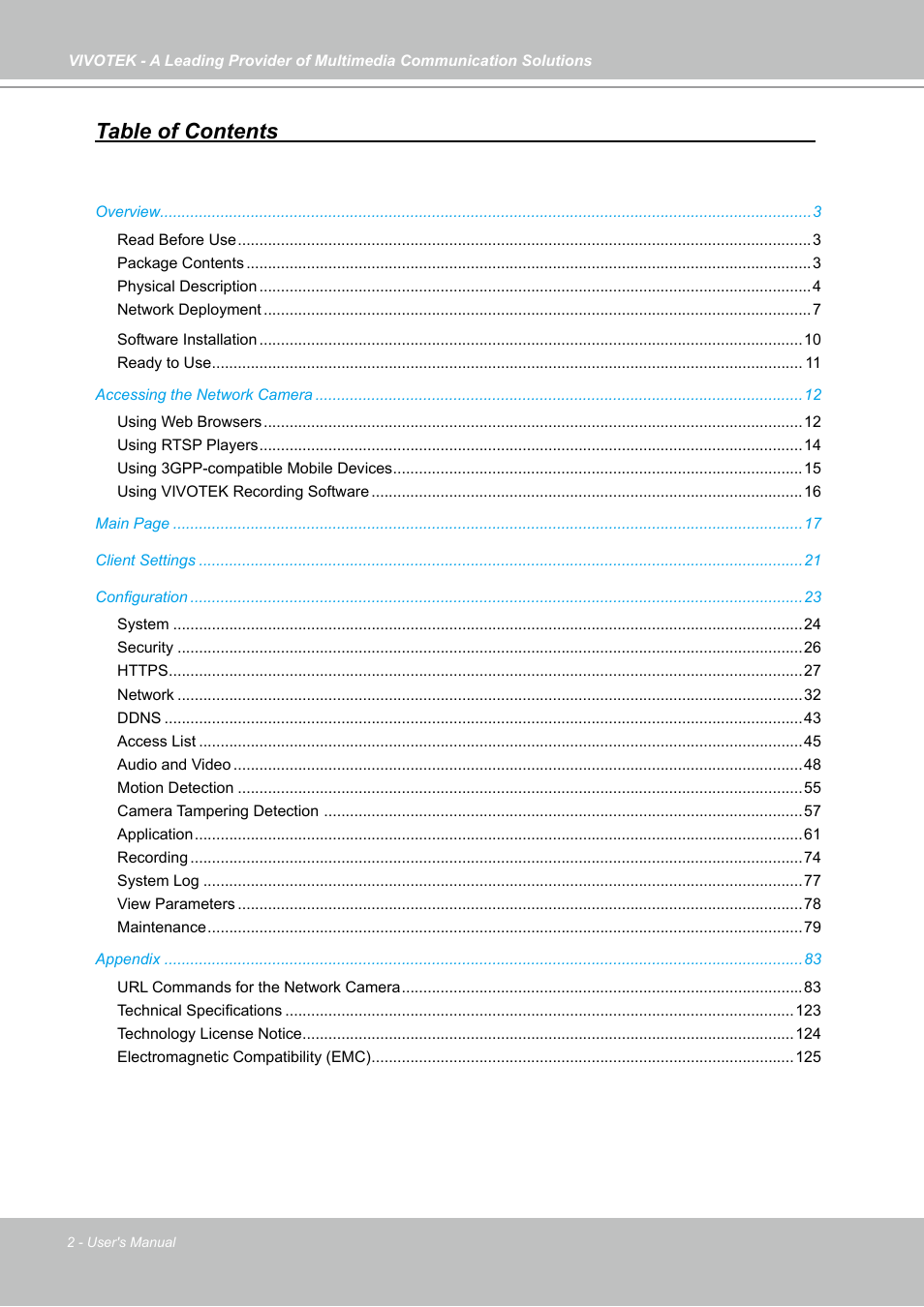Vivotek IP7130 User Manual | Page 2 / 125