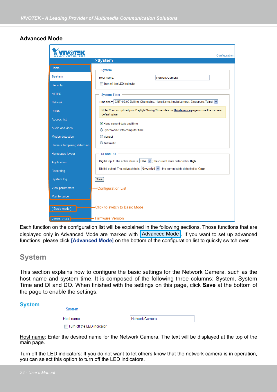 System | Vivotek IP7130 User Manual | Page 24 / 125