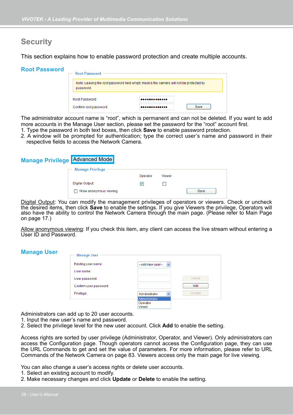 Security | Vivotek IP7130 User Manual | Page 26 / 125