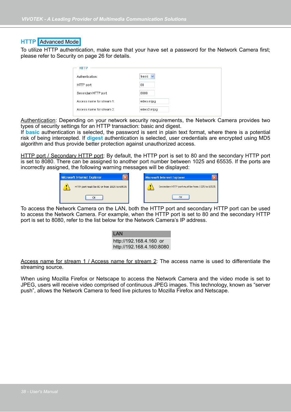 Vivotek IP7130 User Manual | Page 38 / 125