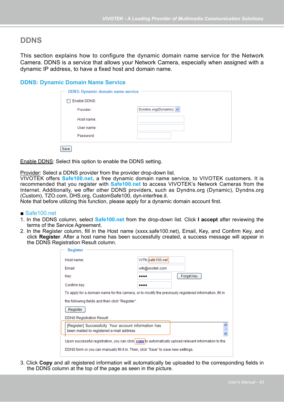 Ddns | Vivotek IP7130 User Manual | Page 43 / 125