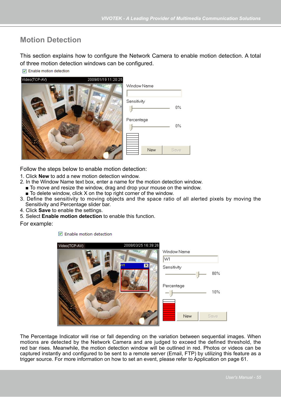 Motion detection | Vivotek IP7130 User Manual | Page 55 / 125