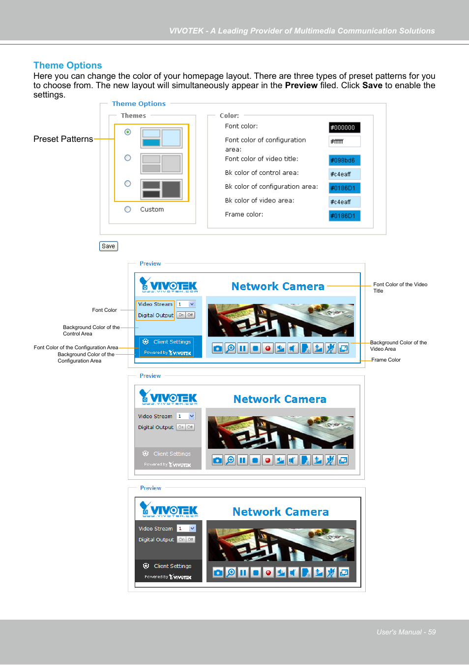 Theme options | Vivotek IP7130 User Manual | Page 59 / 125