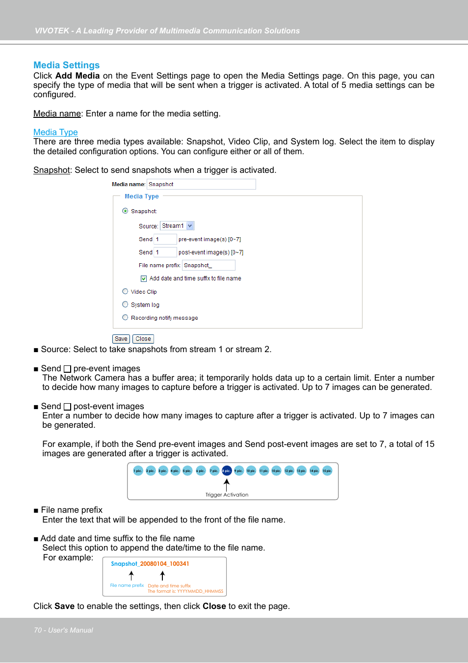 Media settings | Vivotek IP7130 User Manual | Page 70 / 125