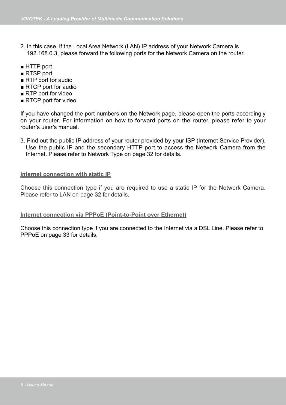Vivotek IP7130 User Manual | Page 8 / 125