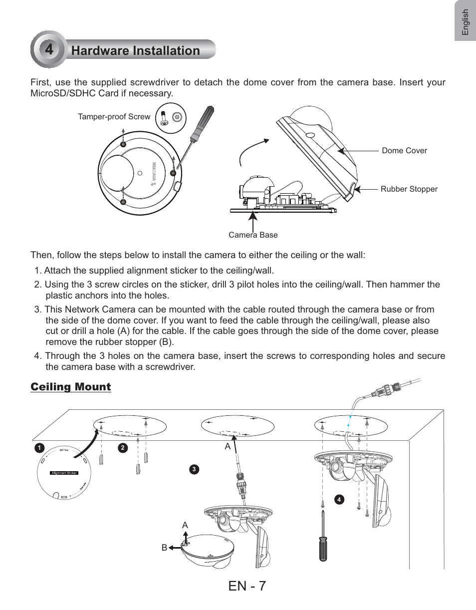 En - 7, Hardware installation | Vivotek FD7130 User Manual | Page 8 / 14