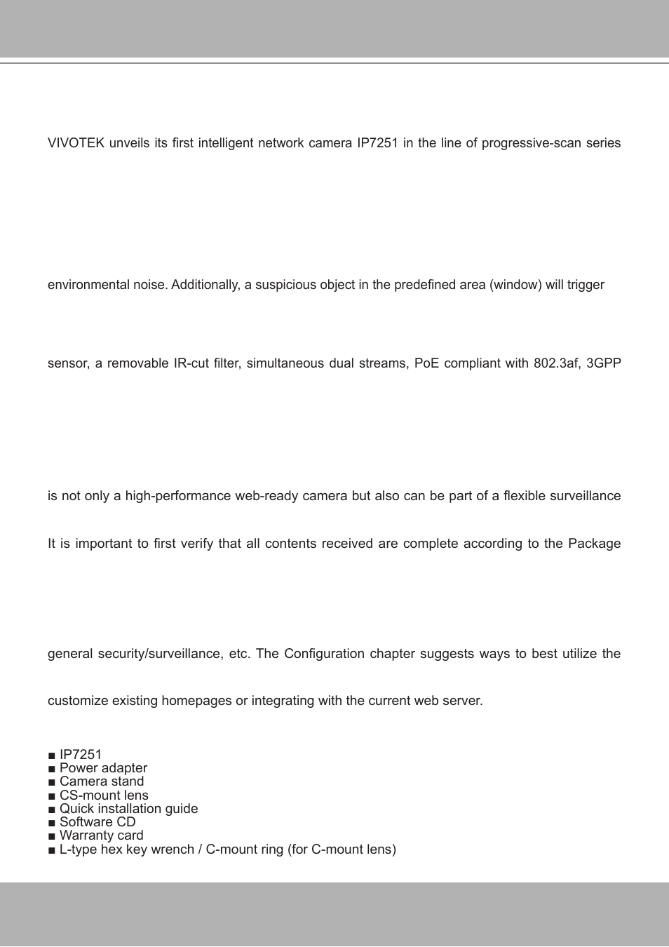 Overview, Read before use, Package contents | Vivotek IP7251 User Manual | Page 3 / 109