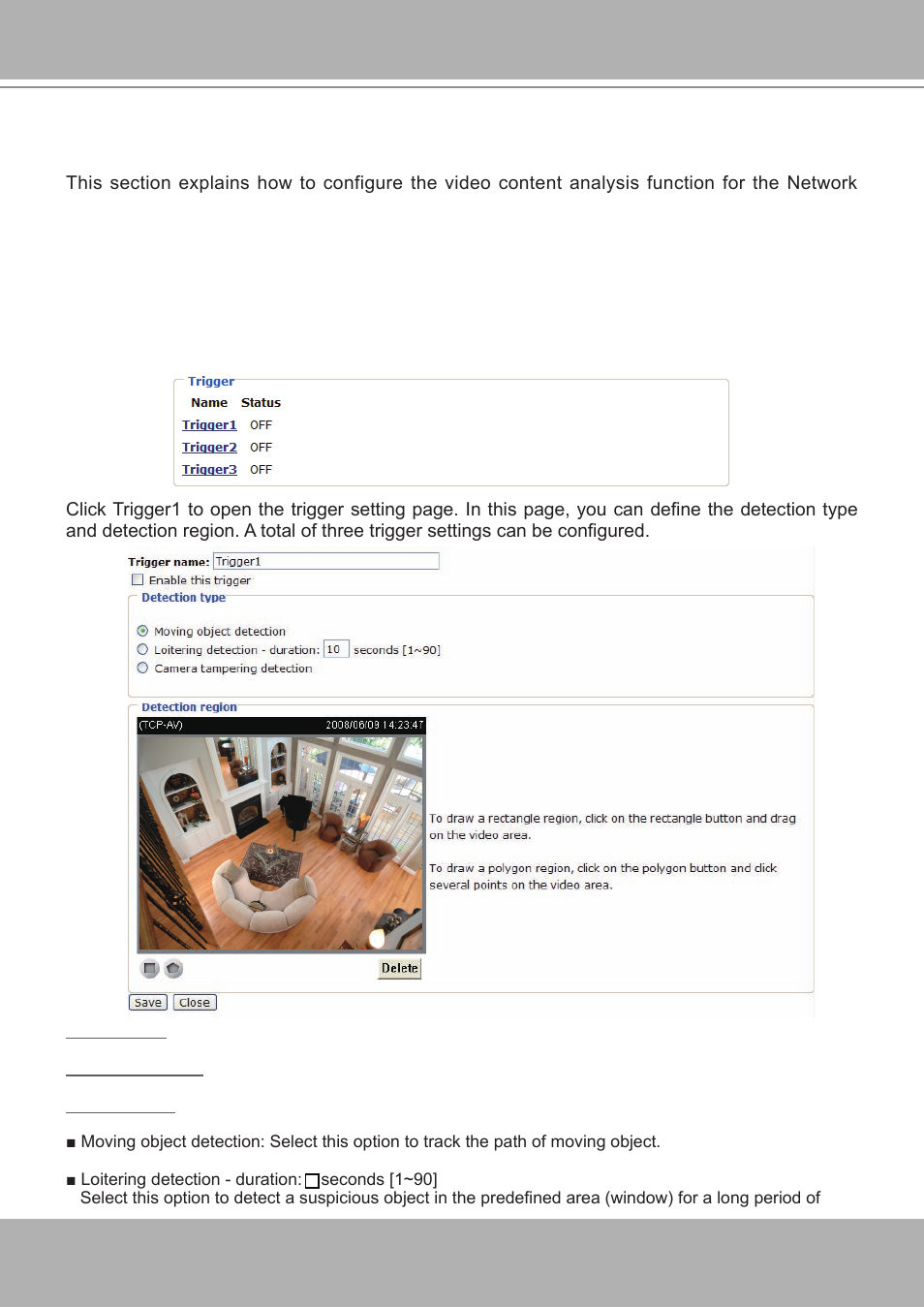 Video content analysis | Vivotek IP7251 User Manual | Page 55 / 109