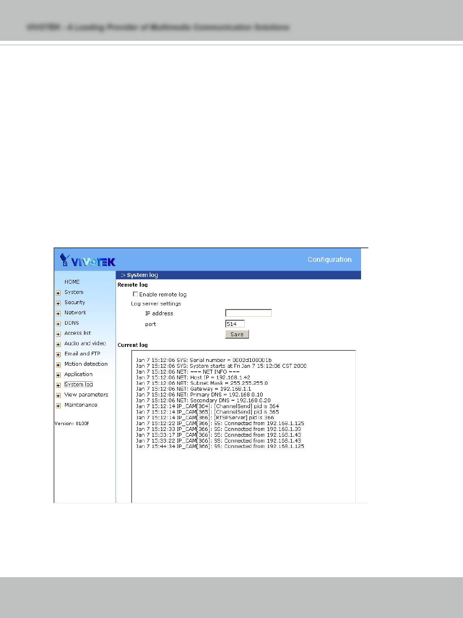 System log, Viewing system parameters | Vivotek IP71353 User Manual | Page 42 / 67