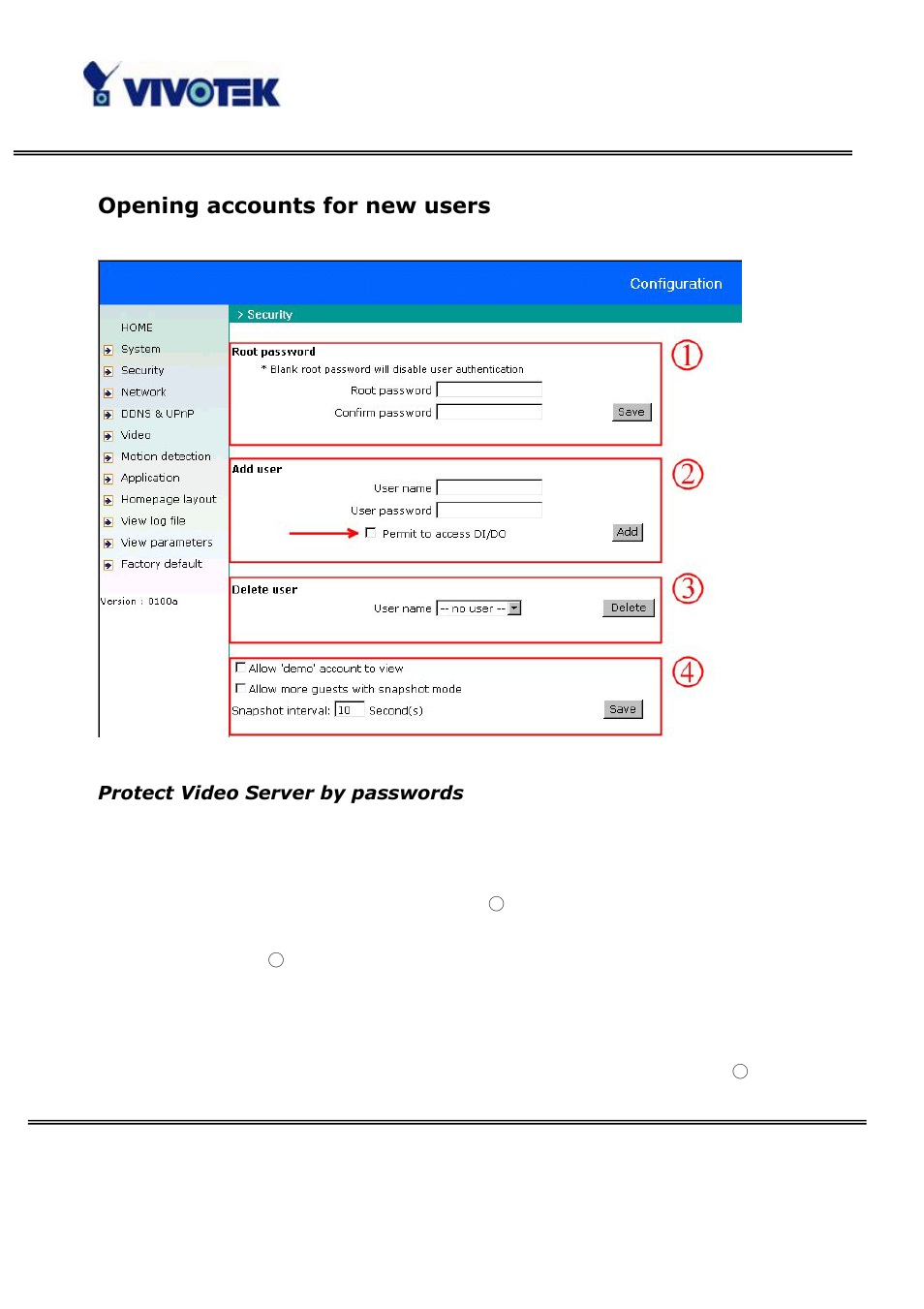 Opening accounts for new users | Vivotek VS3100P User Manual | Page 22 / 69