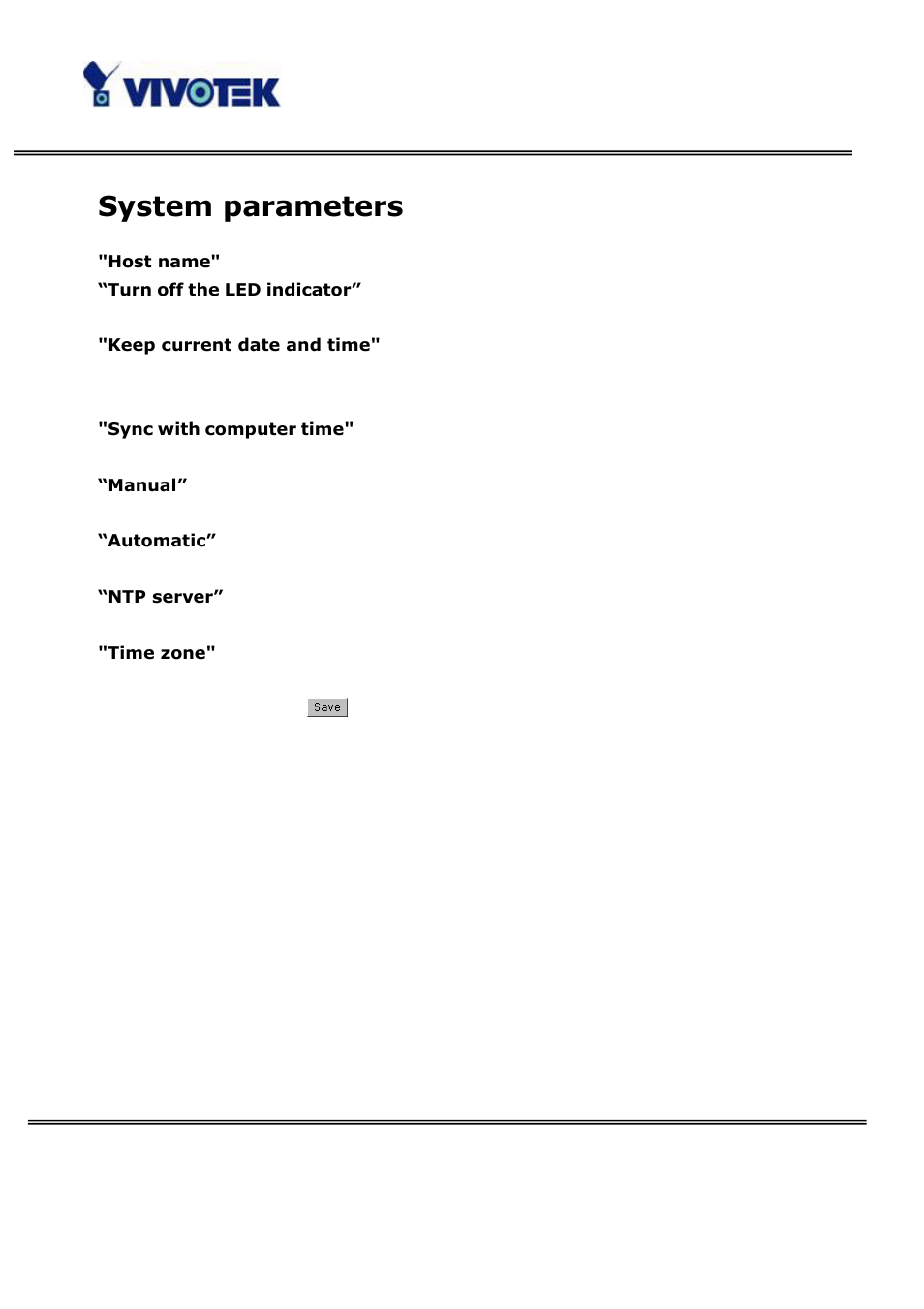 System parameters | Vivotek VS3100P User Manual | Page 39 / 69