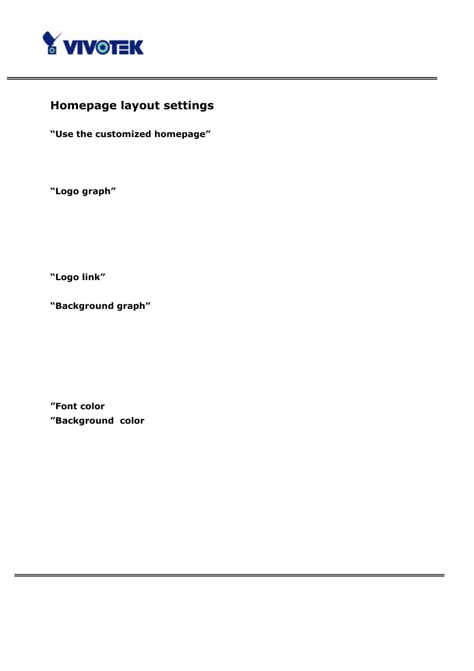 Homepage layout settings | Vivotek VS3100P User Manual | Page 50 / 69