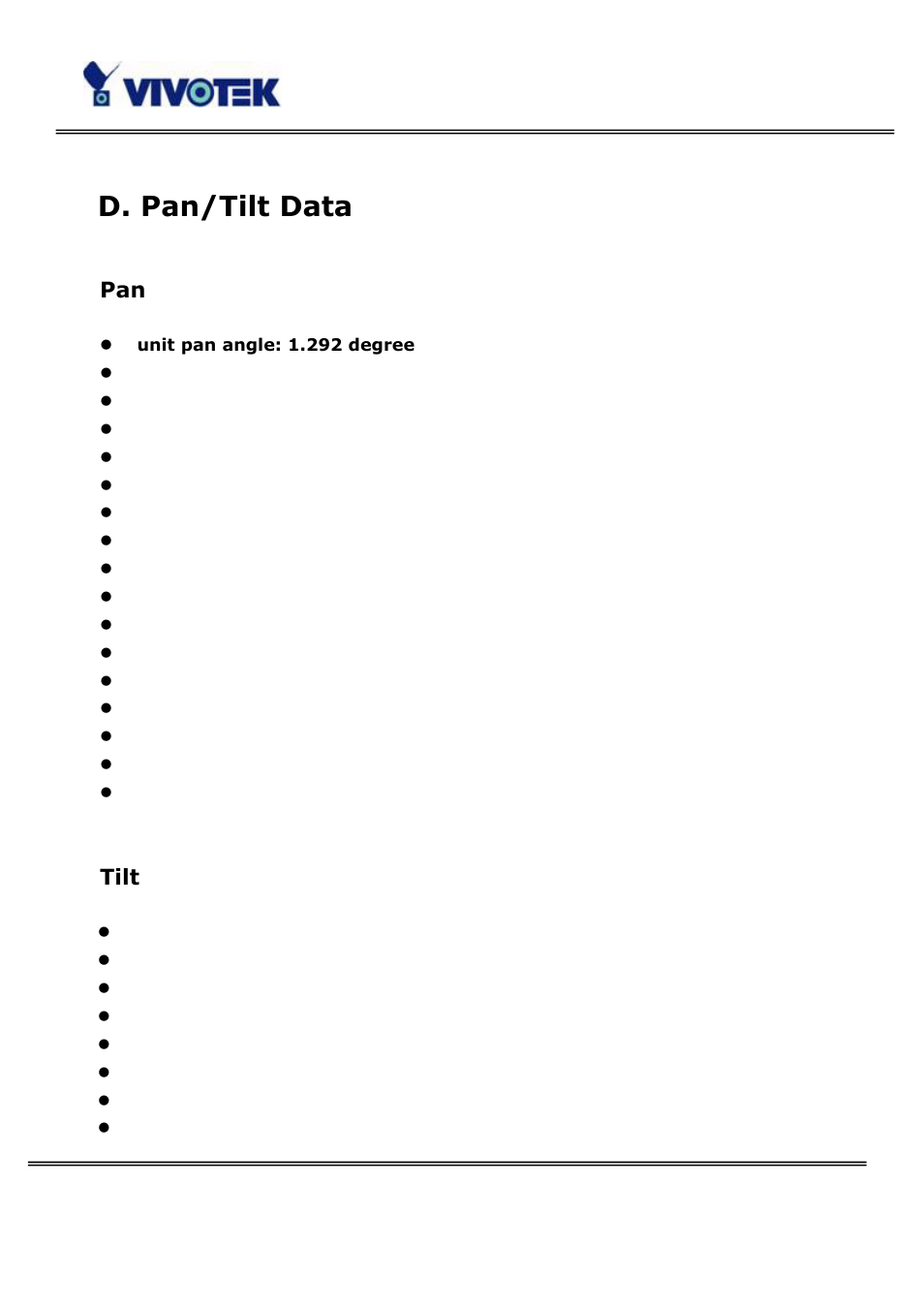 D. pan/tilt data, Tilt | Vivotek PT3114 User Manual | Page 67 / 70