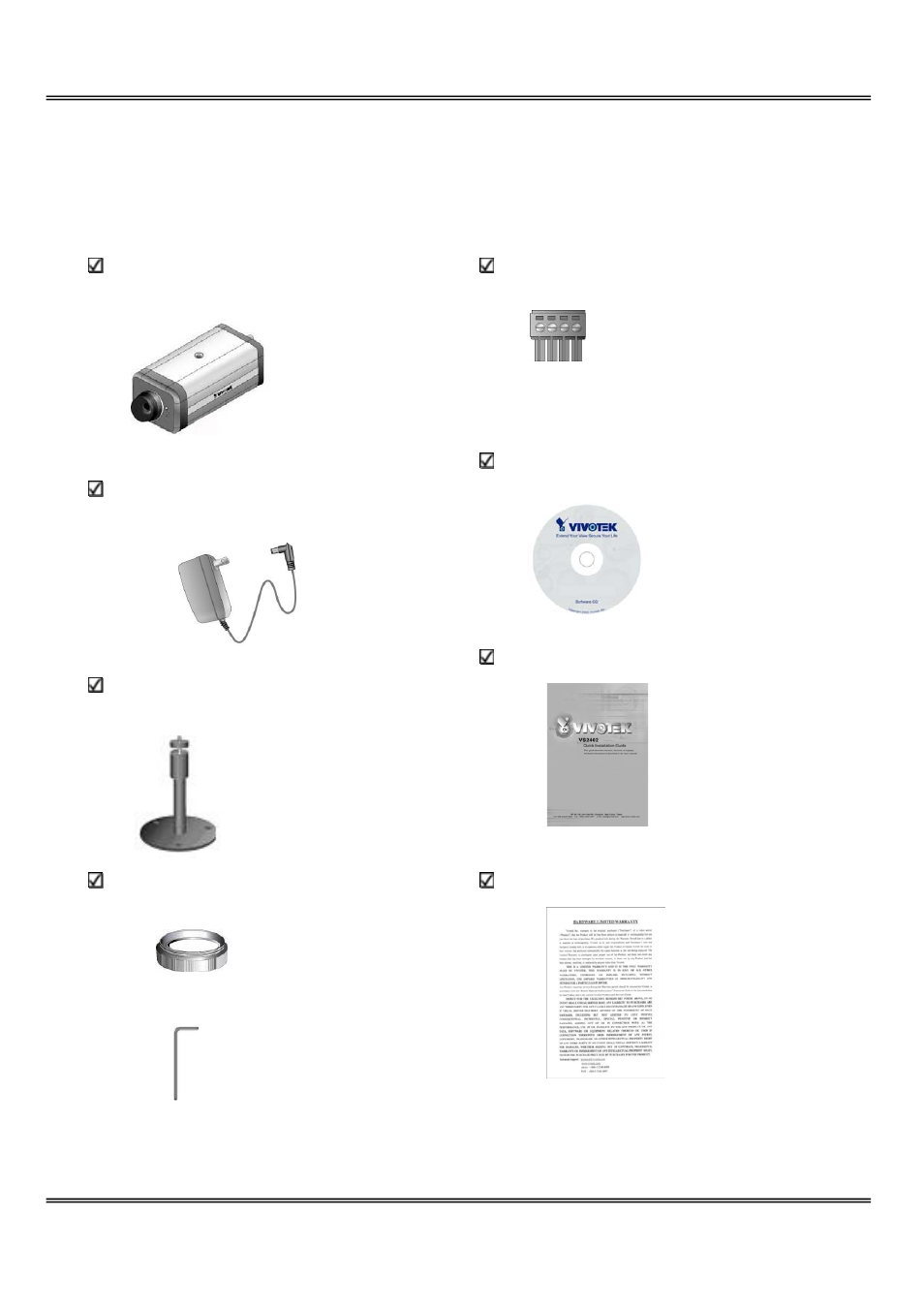 Package contents | Vivotek IP2112 User Manual | Page 5 / 69