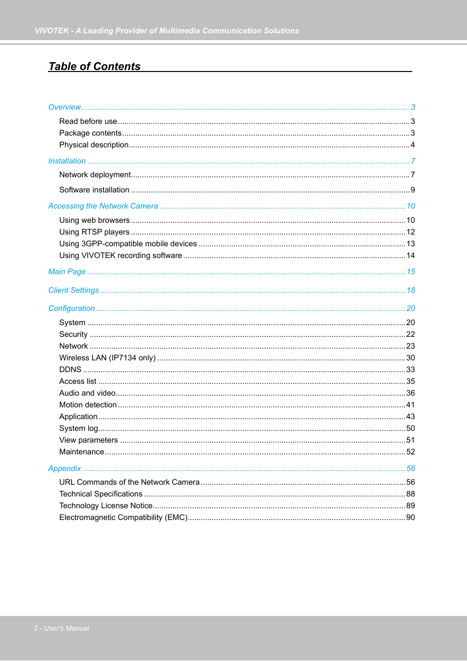 Vivotek IP7133 (WIRED) User Manual | Page 2 / 90
