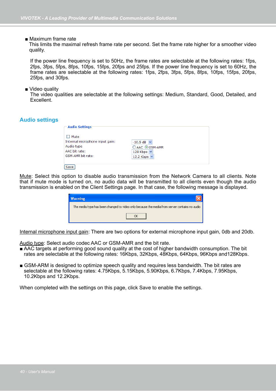 Vivotek IP7133 (WIRED) User Manual | Page 40 / 90