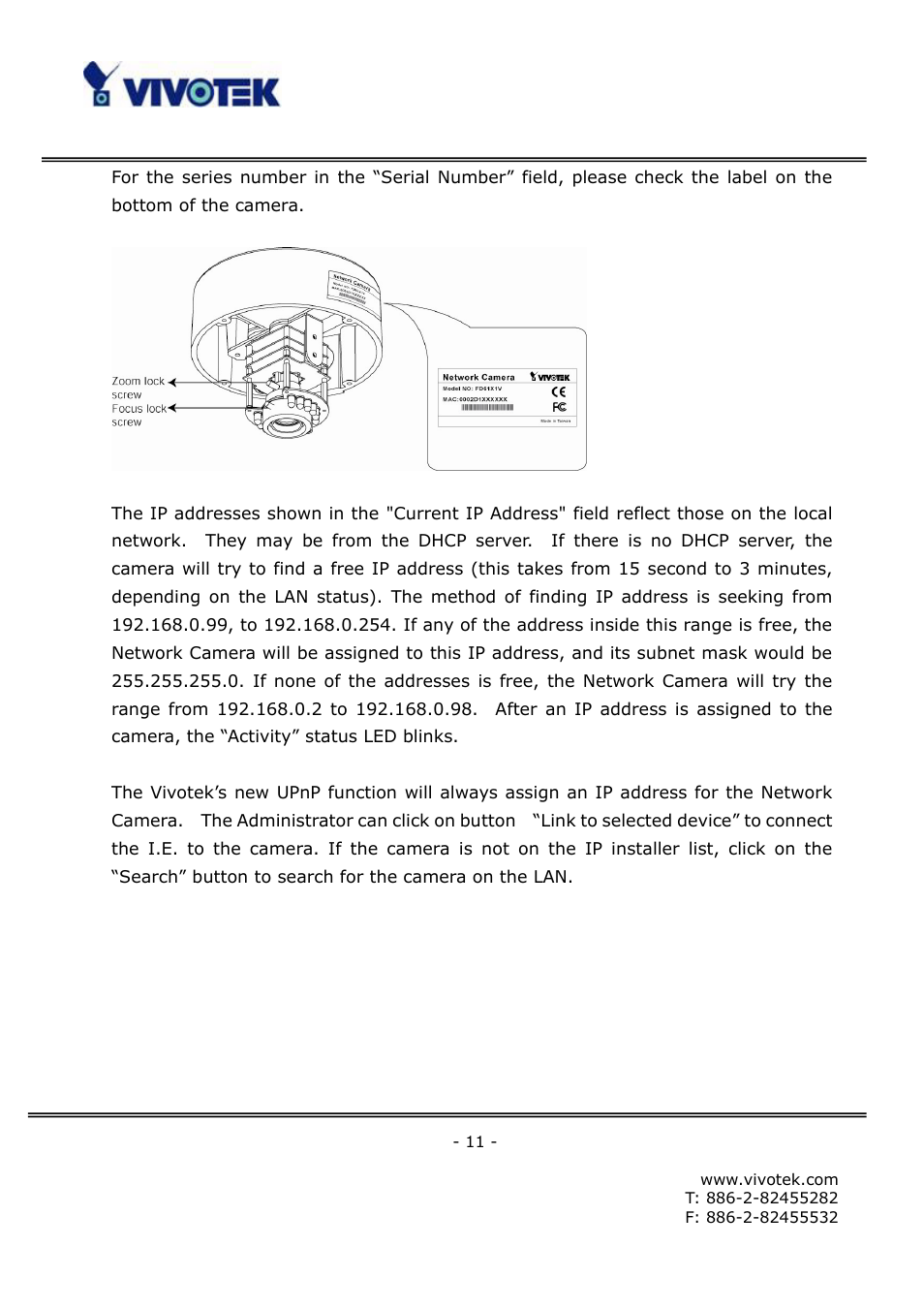 Vivotek FD6111V User Manual | Page 15 / 93