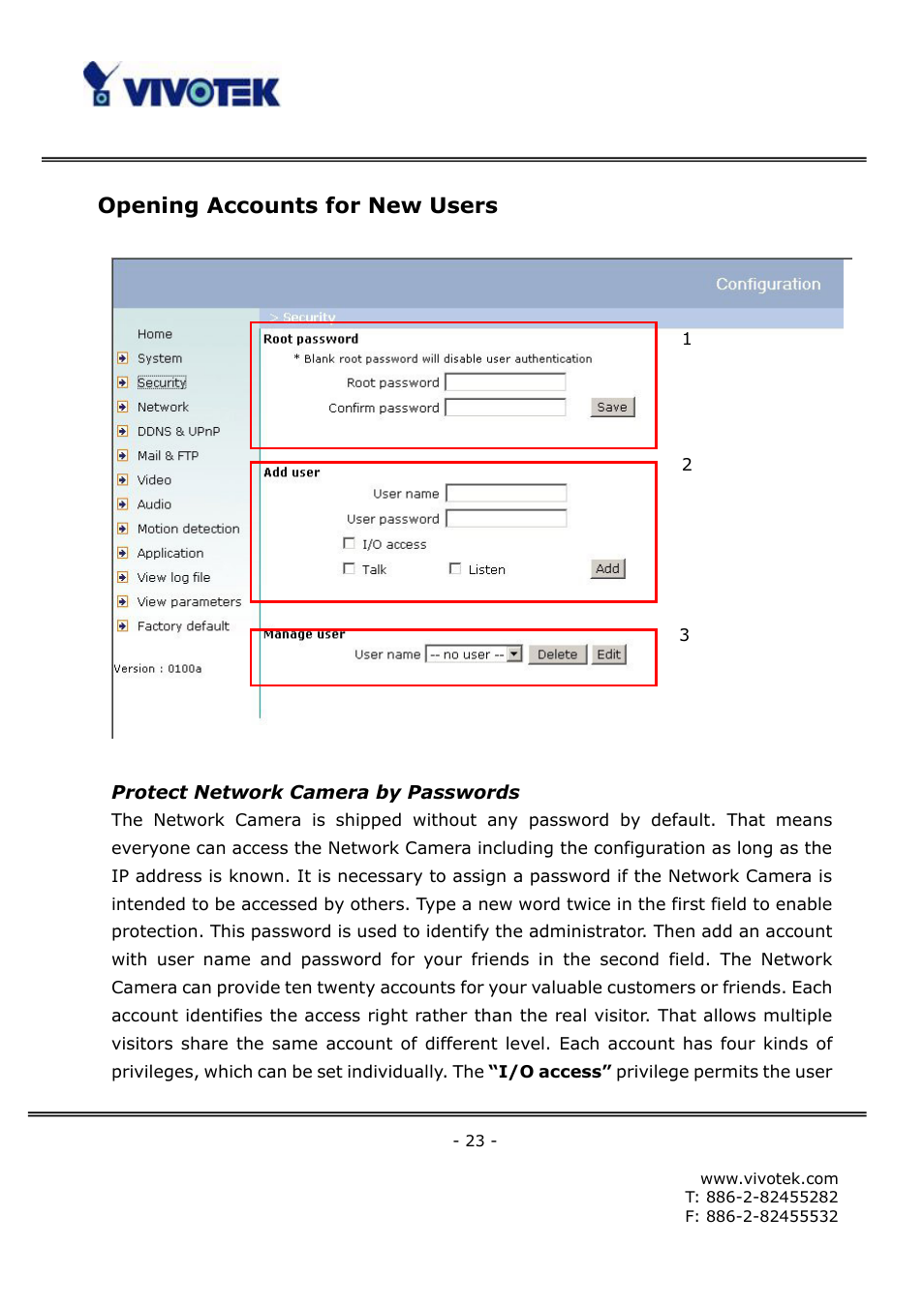 Opening accounts for new users | Vivotek FD6111V User Manual | Page 27 / 93