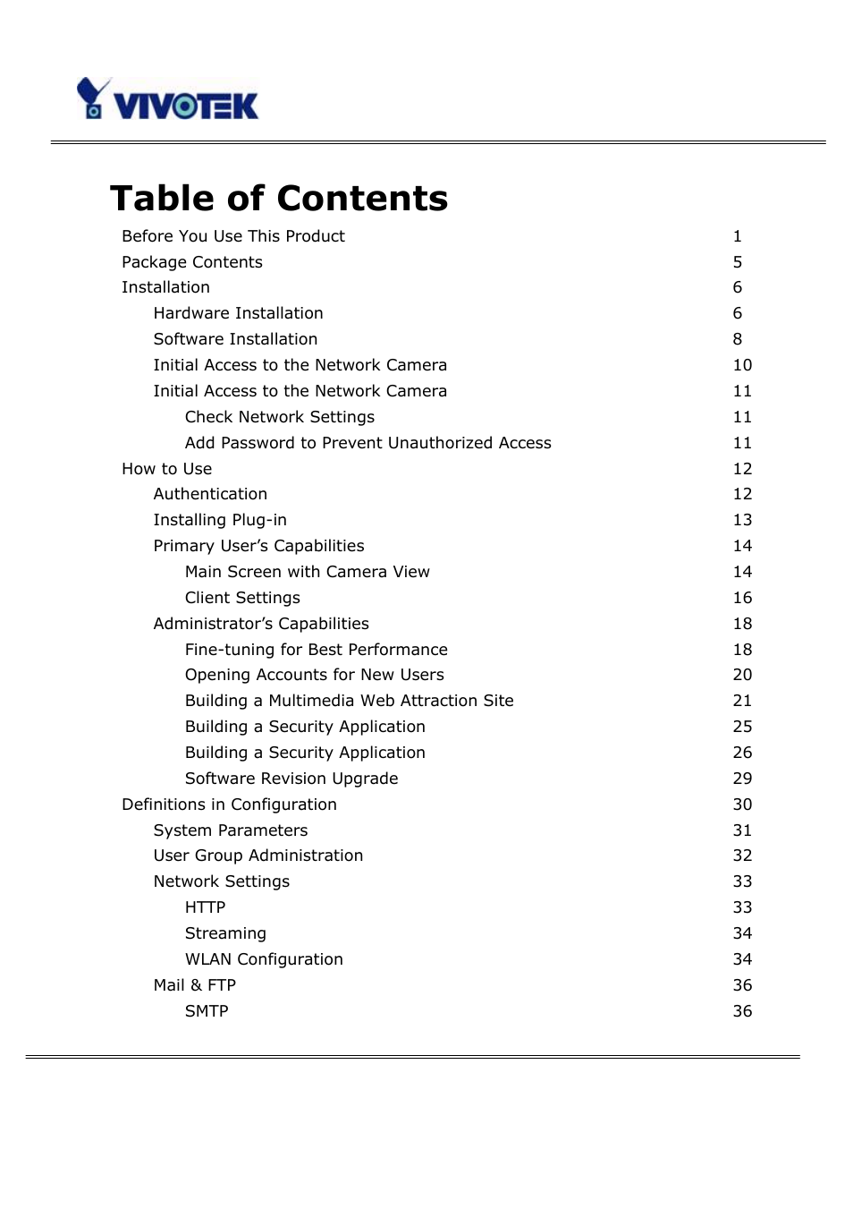 Vivotek PT3123 User Manual | Page 3 / 66
