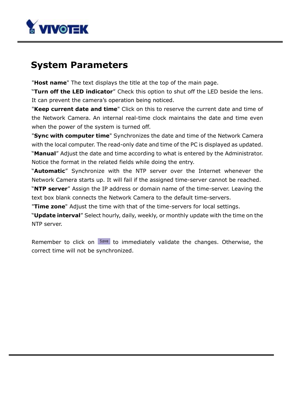 System parameters | Vivotek PT3123 User Manual | Page 32 / 66