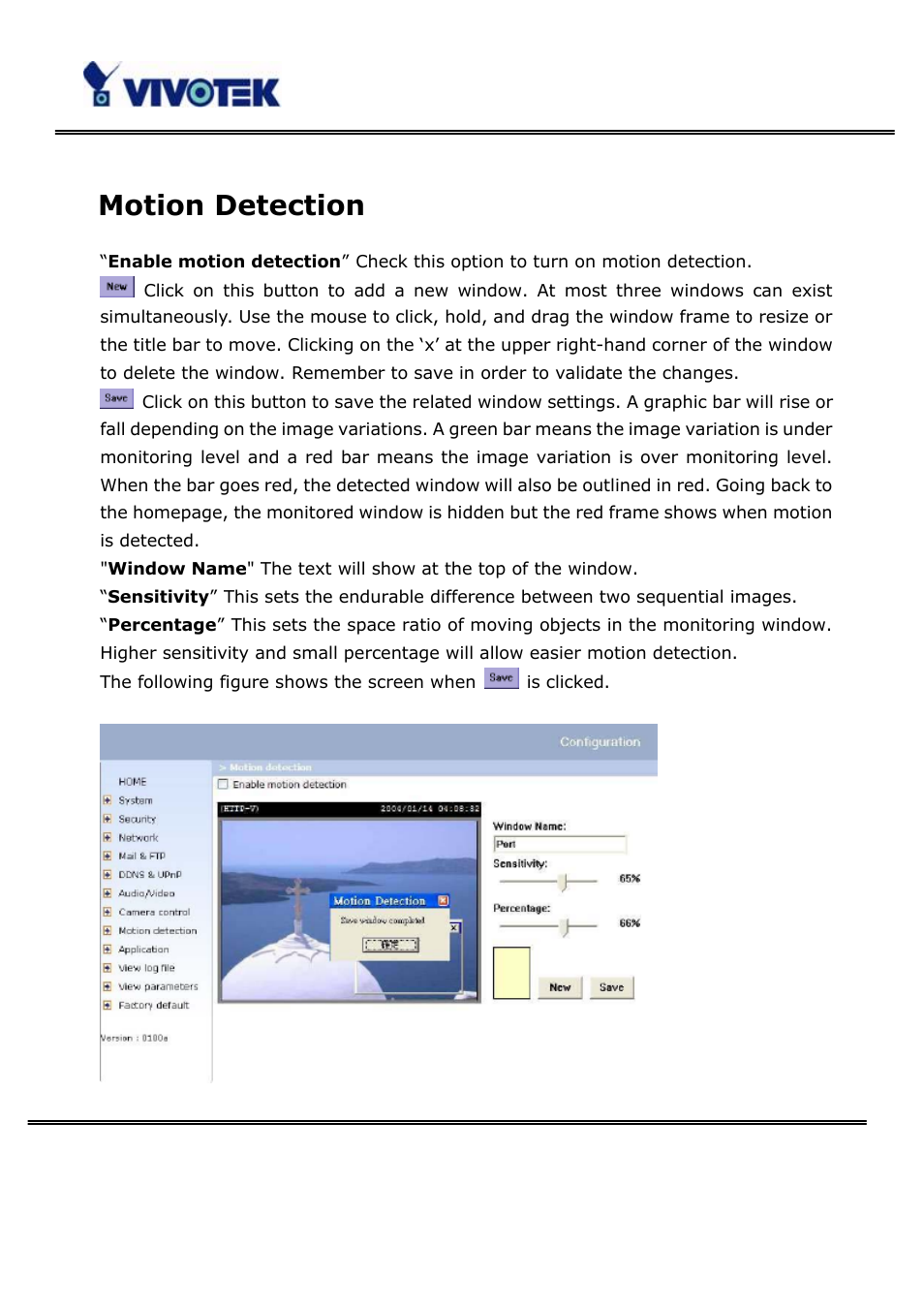 Motion detection | Vivotek PT3123 User Manual | Page 41 / 66