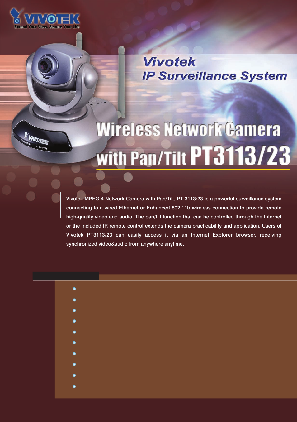 Vivotek PT3113/PT3123 User Manual | 2 pages