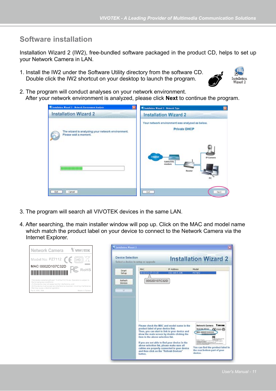 Software installation | Vivotek PZ7121 User Manual | Page 11 / 118