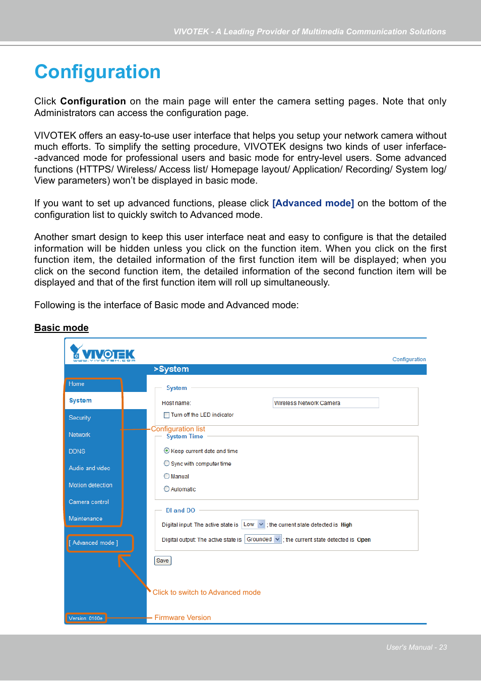 Configuration | Vivotek PZ7121 User Manual | Page 23 / 118