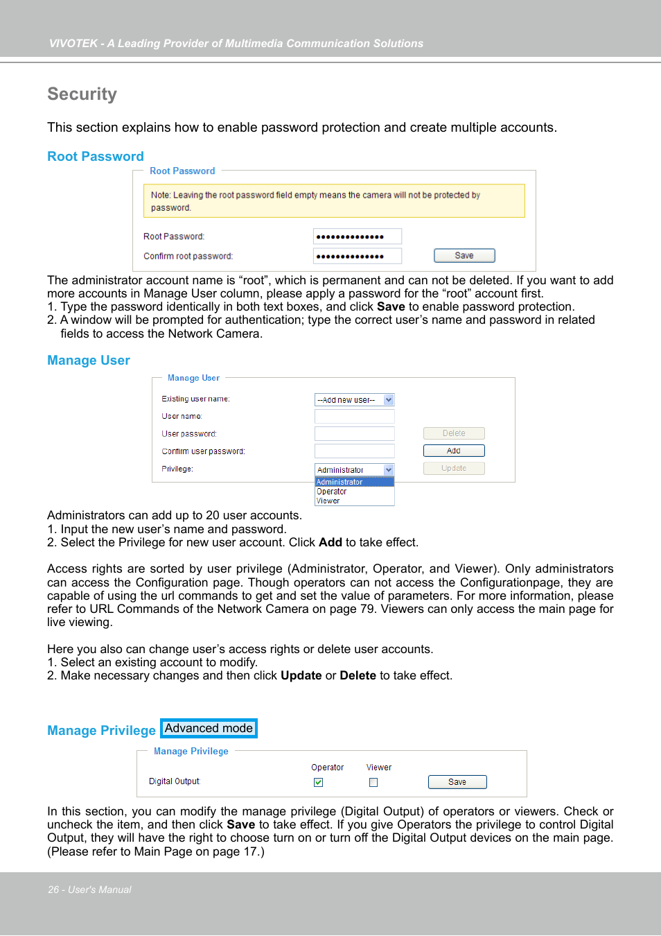 Security | Vivotek PZ7121 User Manual | Page 26 / 118