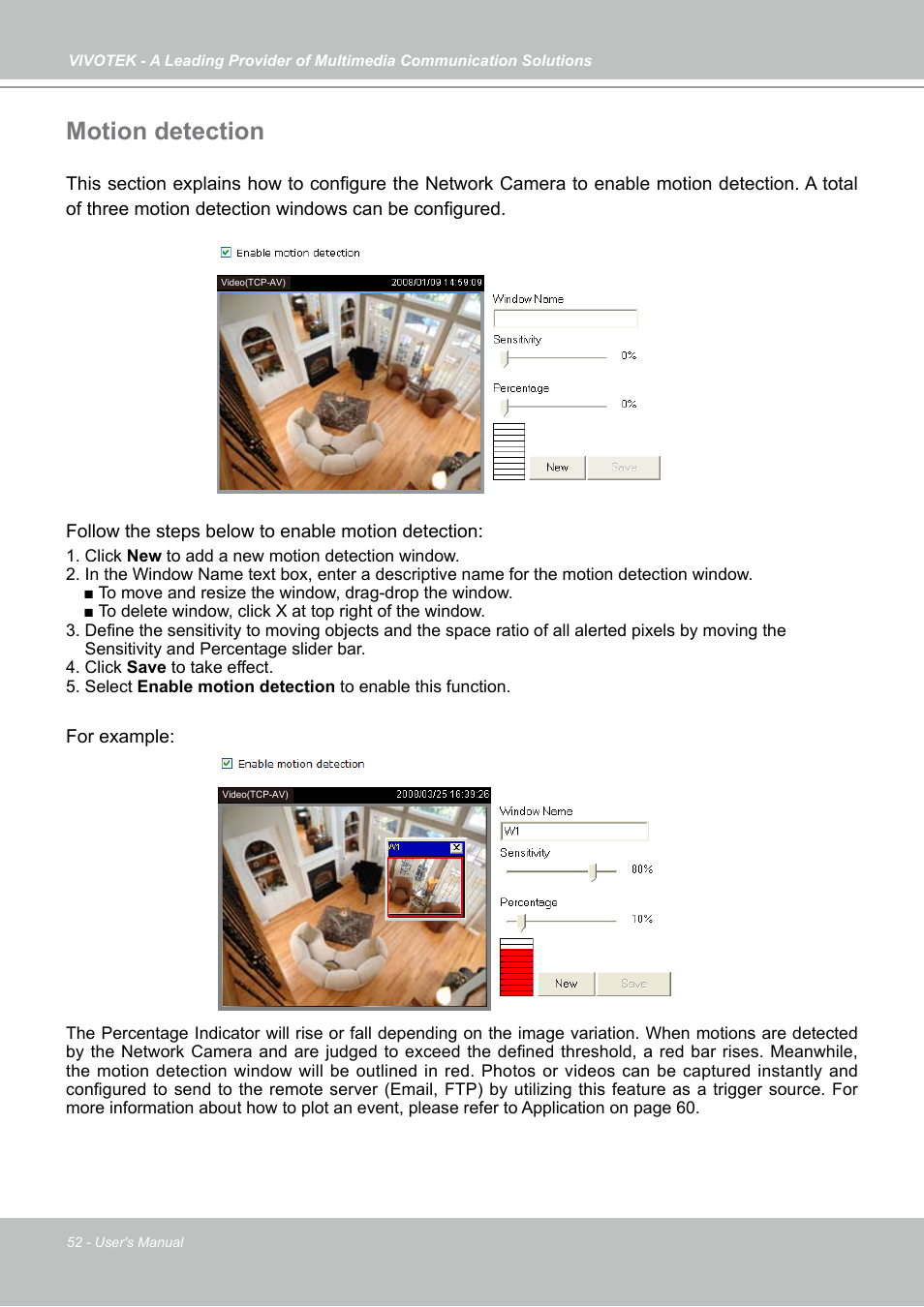 Motion detection | Vivotek PZ7121 User Manual | Page 52 / 118