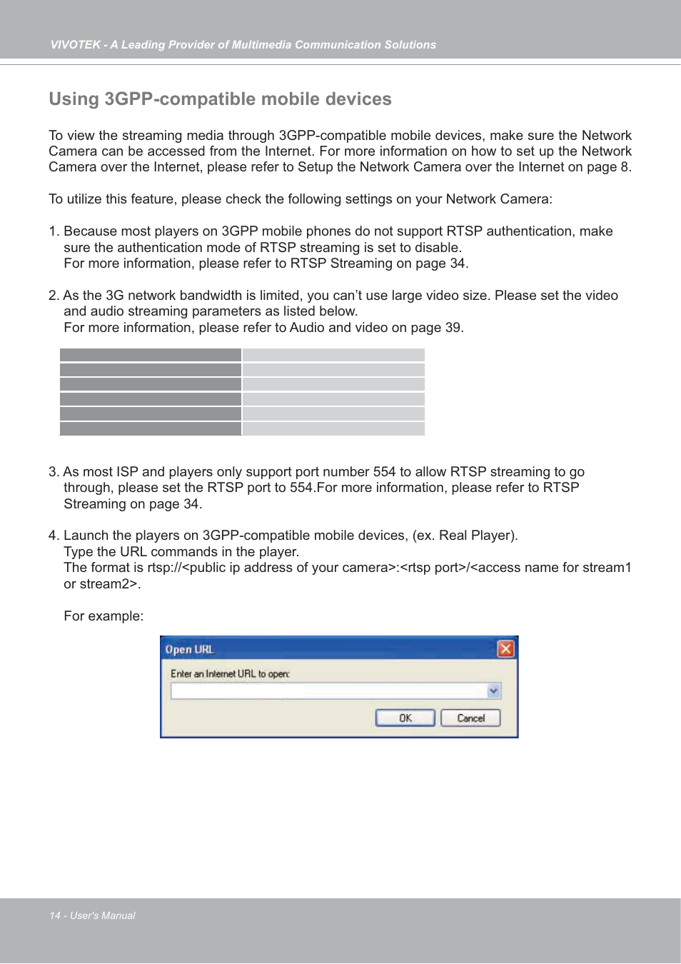 Using 3gpp-compatible mobile devices | Vivotek SD7151 User Manual | Page 14 / 99