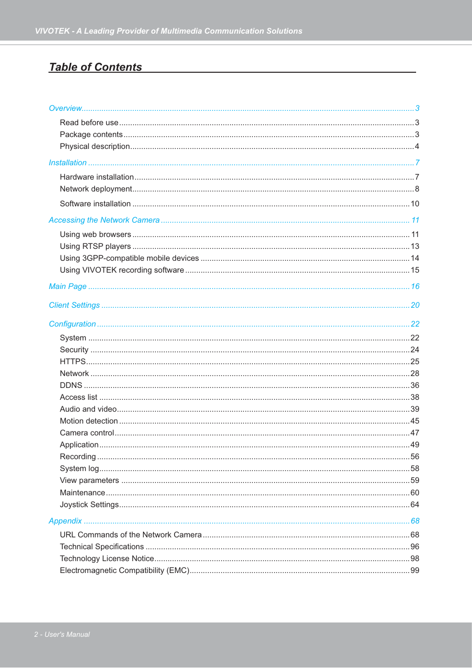 Vivotek SD7151 User Manual | Page 2 / 99