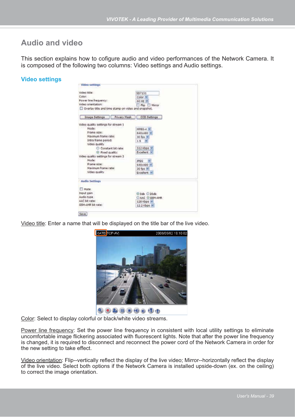 Audio and video | Vivotek SD7151 User Manual | Page 39 / 99