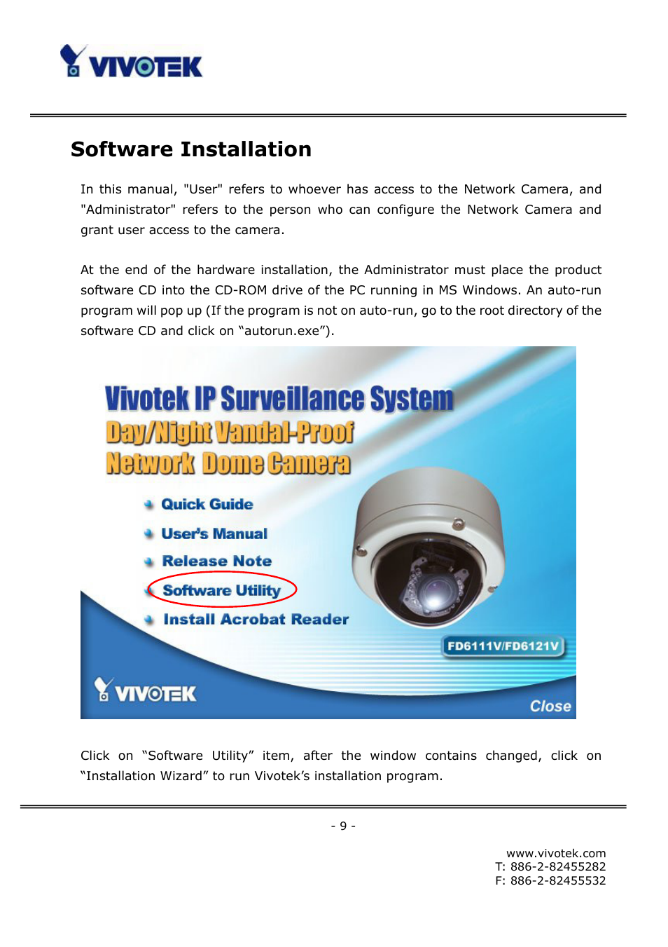 Software installation | Vivotek FD6121V User Manual | Page 13 / 91