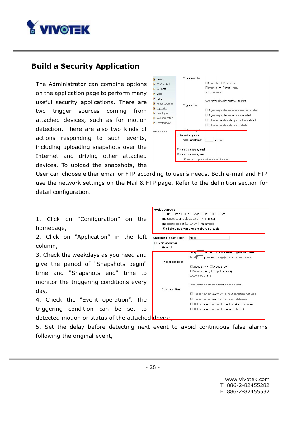 Build a security application | Vivotek FD6121V User Manual | Page 32 / 91