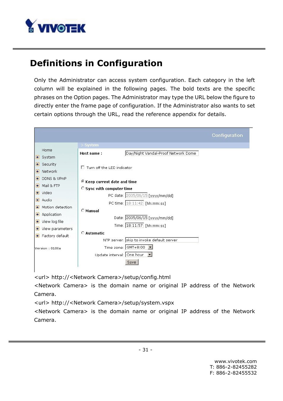 Definitions in configuration | Vivotek FD6121V User Manual | Page 35 / 91