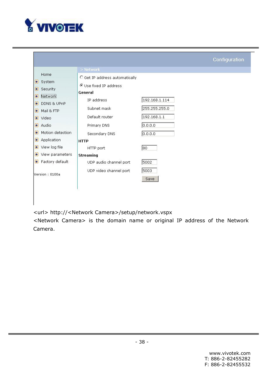 Vivotek FD6121V User Manual | Page 42 / 91