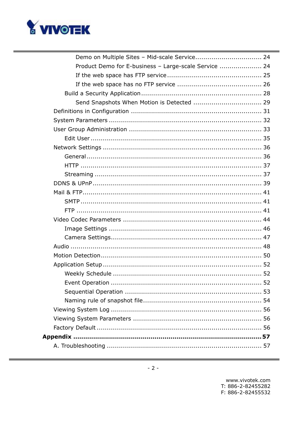 Vivotek FD6121V User Manual | Page 6 / 91