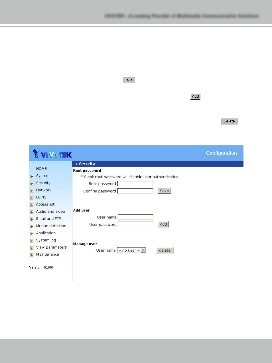 Security settings | Vivotek IP7132 User Manual | Page 27 / 77