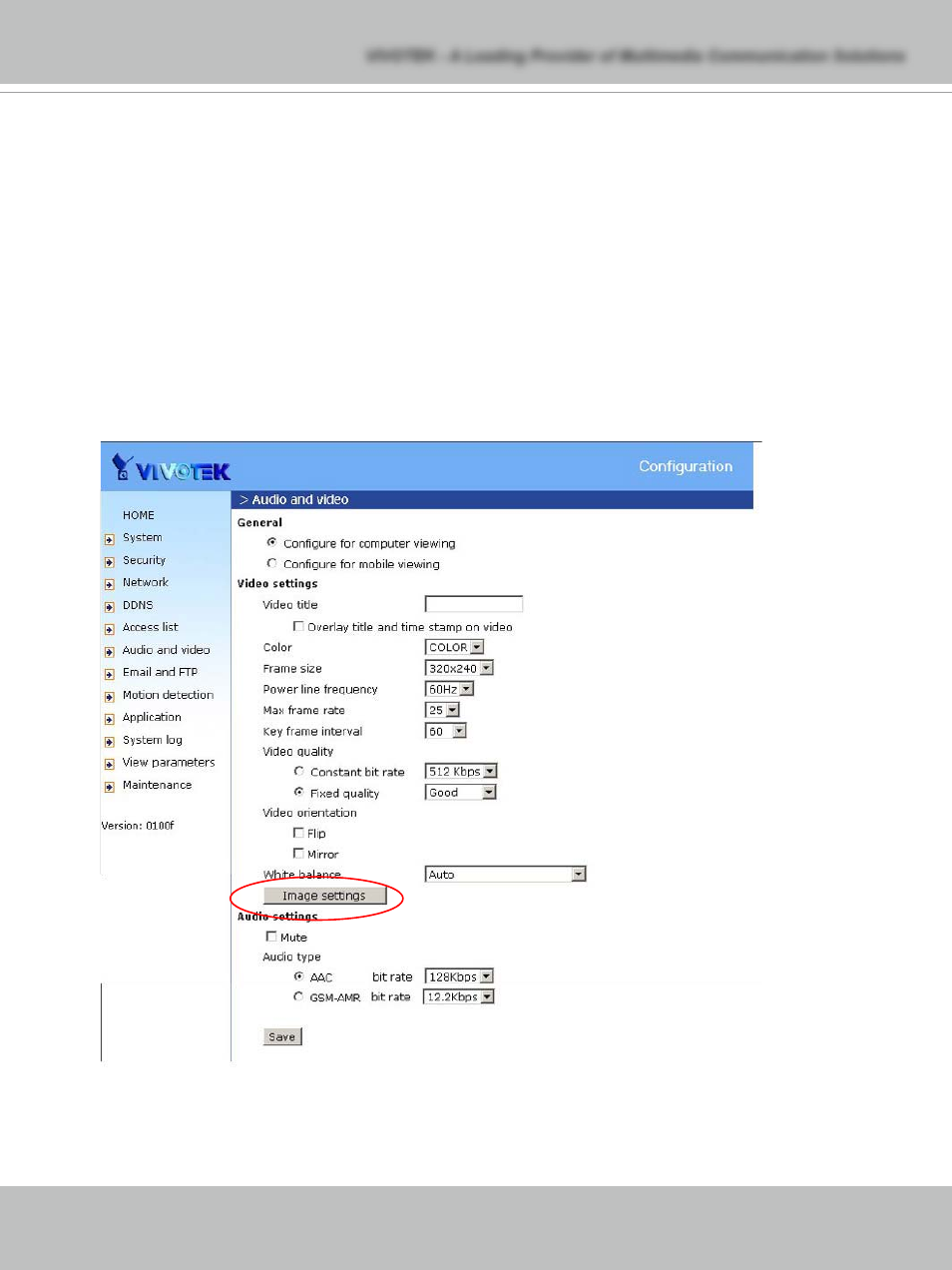 Audio settings | Vivotek IP7132 User Manual | Page 37 / 77