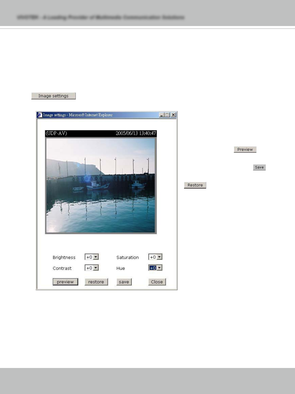 Image settings | Vivotek IP7132 User Manual | Page 38 / 77