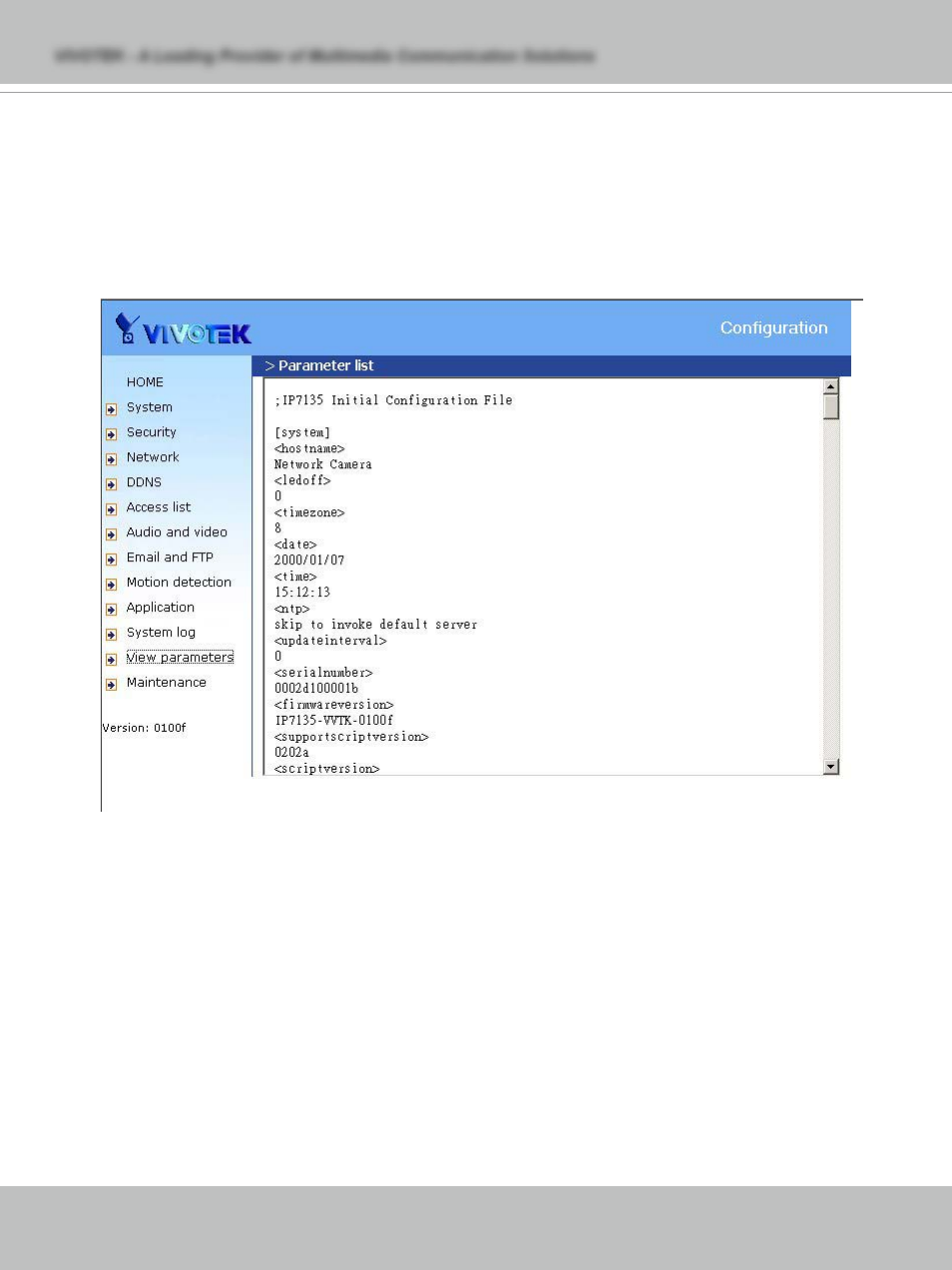 Viewing system parameters | Vivotek IP7132 User Manual | Page 52 / 77