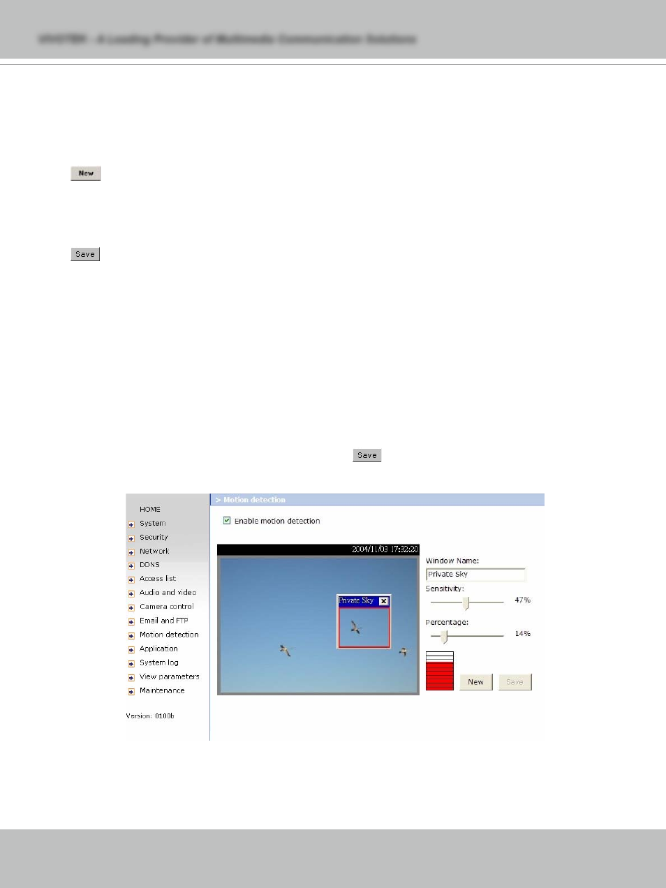 Motion detection | Vivotek PT7135 User Manual | Page 44 / 77