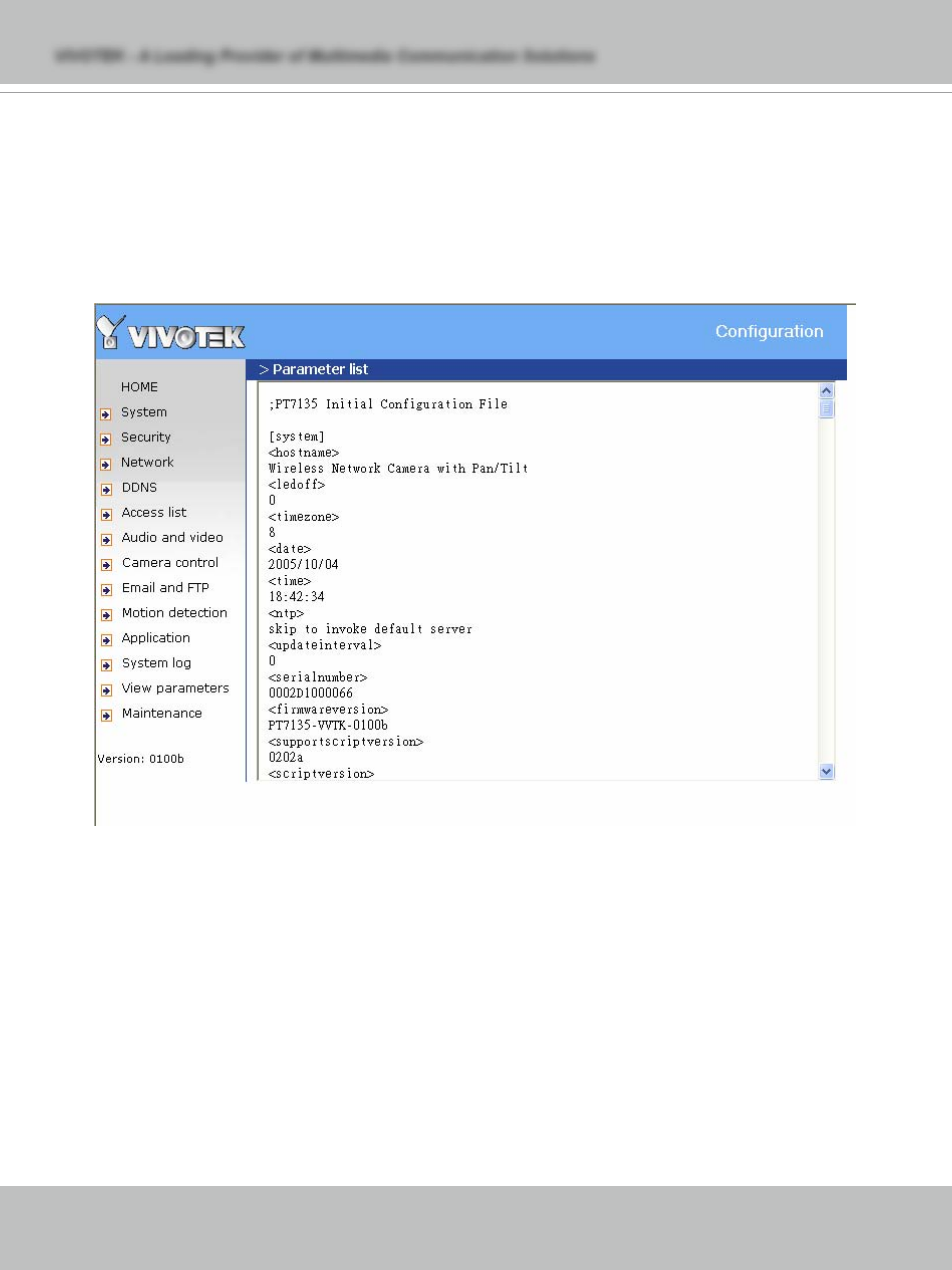 Viewing system parameters | Vivotek PT7135 User Manual | Page 50 / 77