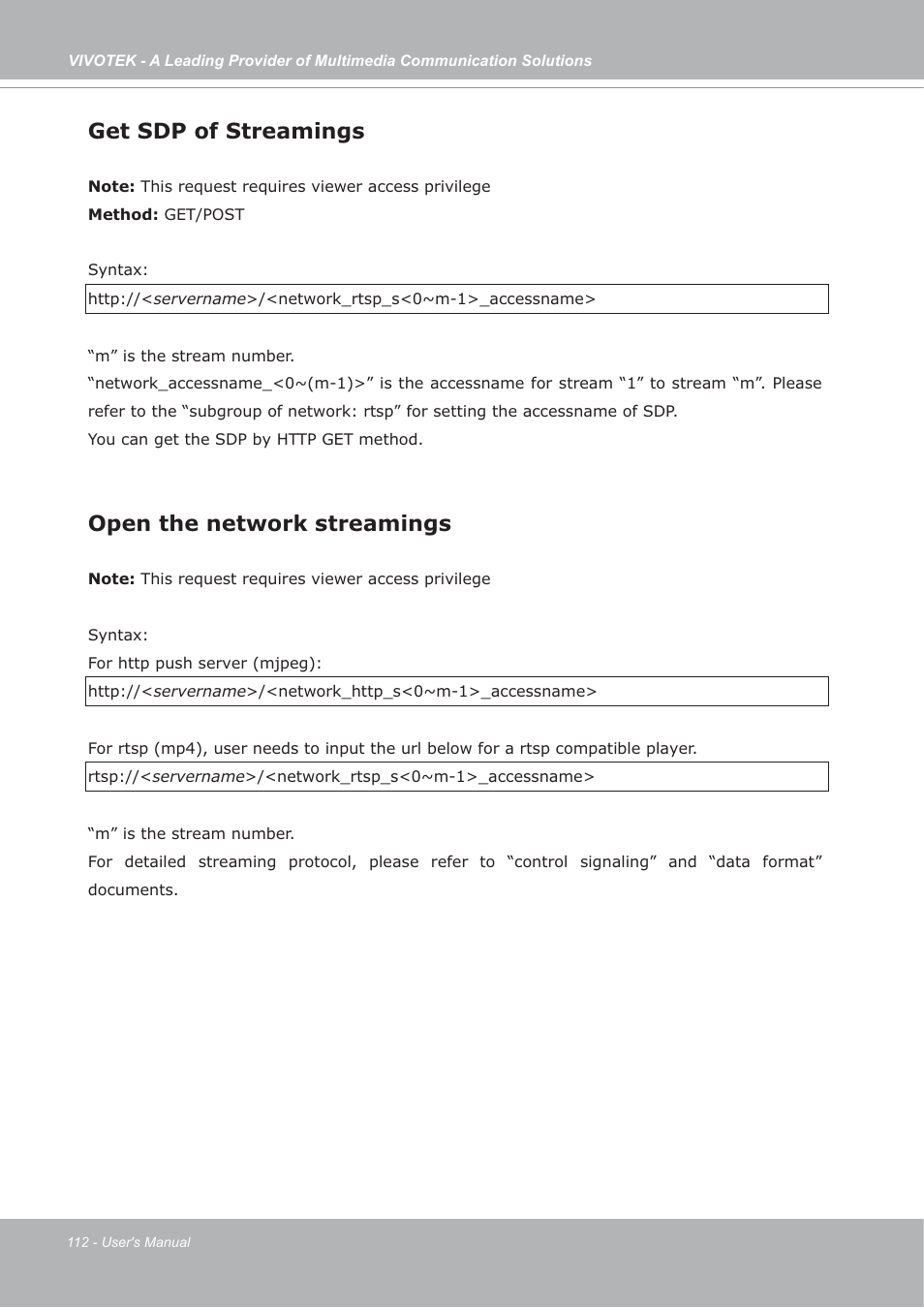 Get sdp of streamings, Open the network streamings | Vivotek FD7132 User Manual | Page 112 / 115